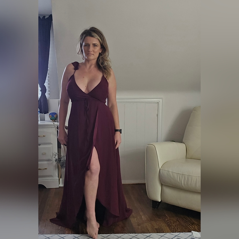 Lulus Burgundy Wrap Maxi Dress | NWT | High-Low Hem | Size M